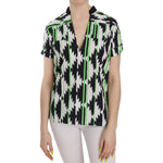Costume National Multi Color Plunging Top Blouse