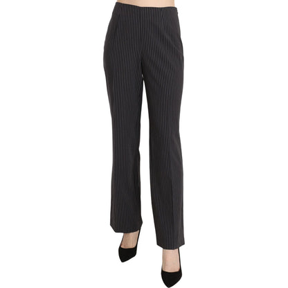 BENCIVENGA Black Striped Cotton Sretch Dress Trousers Pants