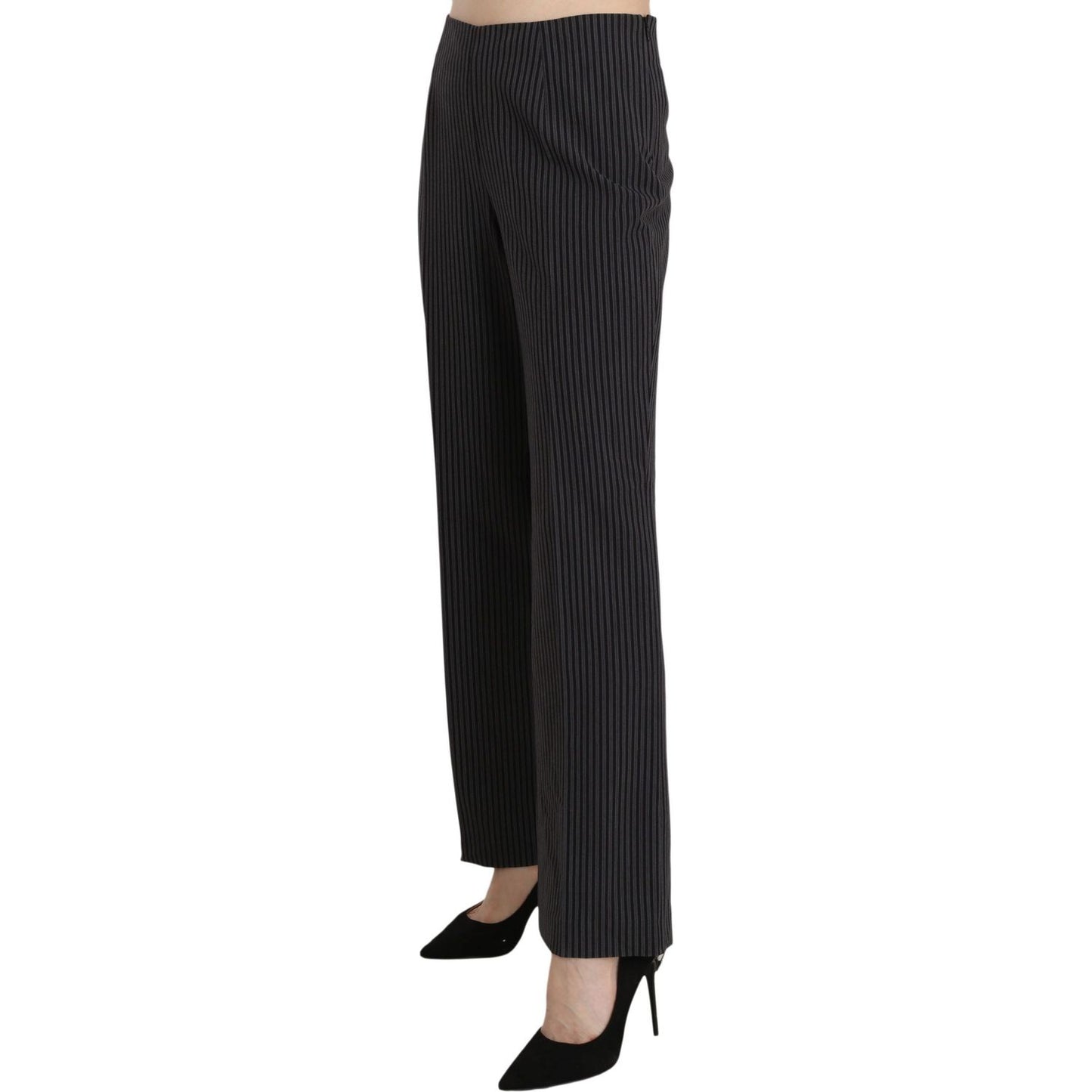 BENCIVENGA Black Striped Cotton Sretch Dress Trousers Pants