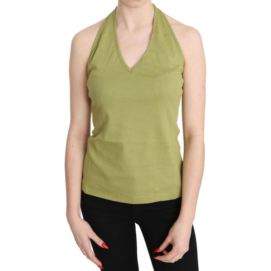 GF Ferre Chic Halter Sleeveless Casual Tank Top GF Ferre Dark Khaki