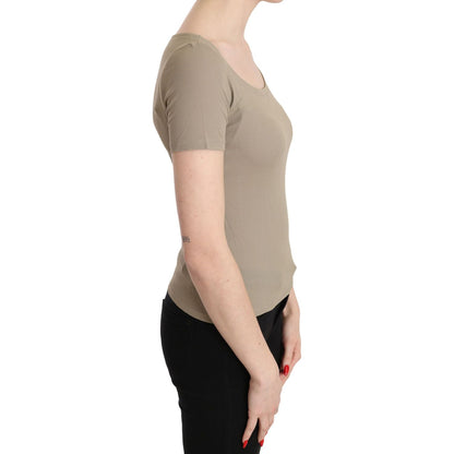 GF Ferre Gray 100% Nylon Short Sleeve Casual Tank Top Blouse