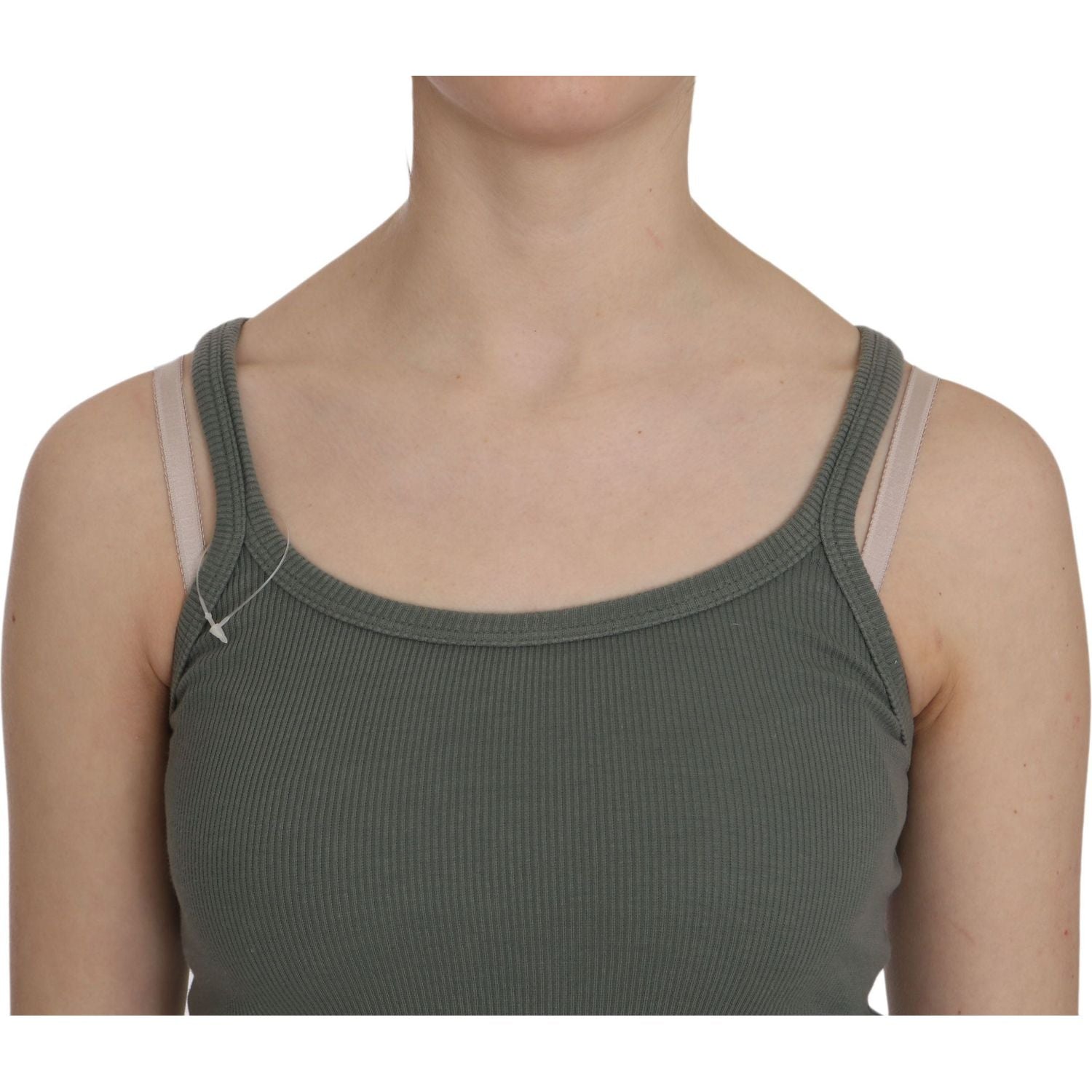 PINK MEMORIES Green Spaghetti Strap Slim Fit Casual Tank Top Blouse