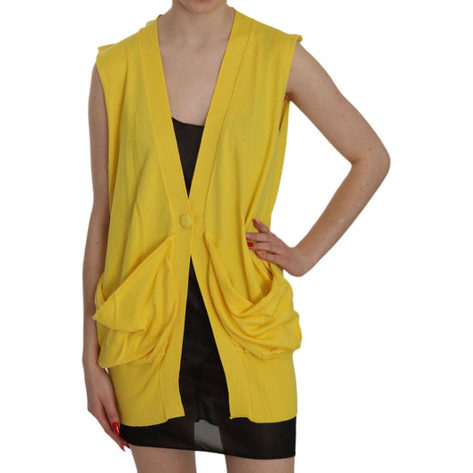 PINK MEMORIES Elegant Yellow Sleeveless Cotton Vest PINK MEMORIES Goldenrod