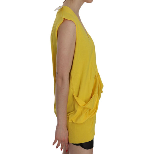 PINK MEMORIES Elegant Yellow Sleeveless Cotton Vest PINK MEMORIES Dark Khaki