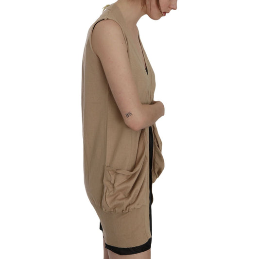 PINK MEMORIES Elegant Sleeveless Cotton Cardigan Top PINK MEMORIES Dim Gray