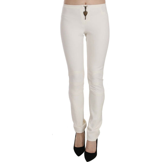 Just Cavalli Elegant Mid Waist Skinny Dress Pants Just Cavalli Light Gray