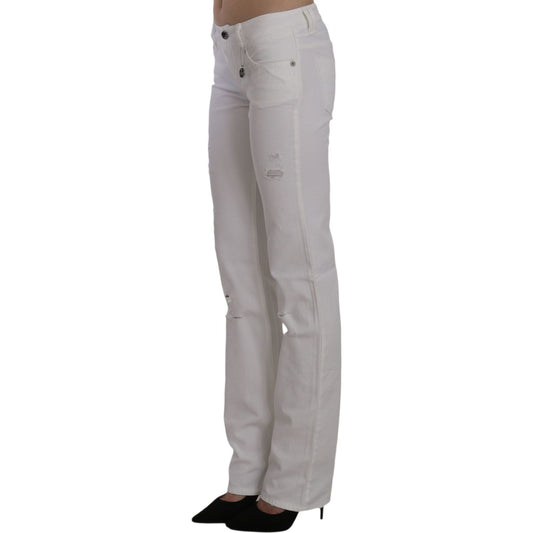 Costume National Chic White Slim Fit Cotton Jeans Costume National Dark Gray