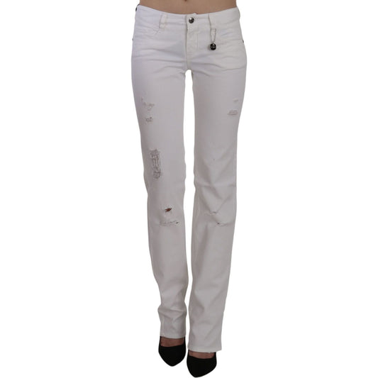 Costume National Chic White Slim Fit Cotton Jeans Costume National Dark Gray