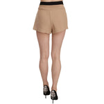 Costume National Shorts Beige Cotton Mid Waist Mini Short