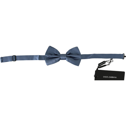 Dolce & Gabbana Elegant Blue Silk Bow Tie Bow Tie Dolce & Gabbana Dim Gray