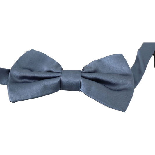 Dolce & Gabbana Elegant Blue Silk Bow Tie Bow Tie Dolce & Gabbana Dim Gray