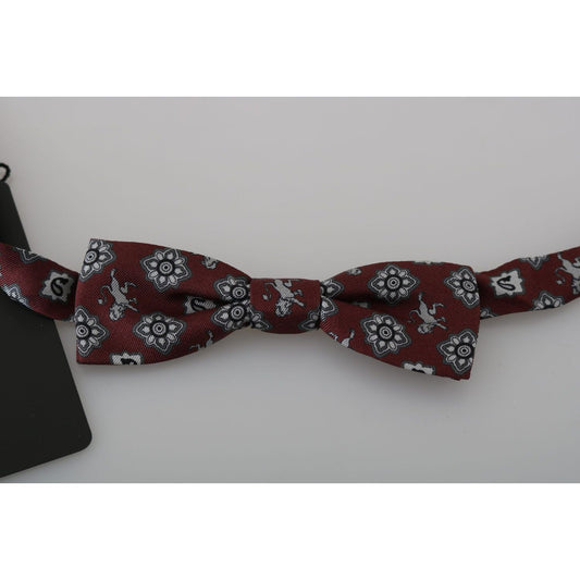 Dolce & Gabbana Elegant Bordeaux Silk Bow Tie Bow Tie Dolce & Gabbana Dark Gray