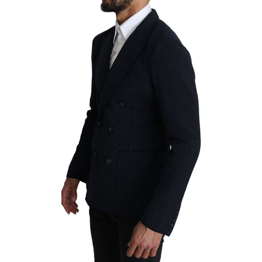 Dolce & Gabbana Elegant Dark Blue Dotted Slim-Fit Blazer Dolce & Gabbana Black