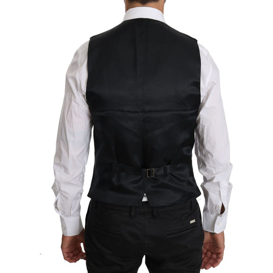 Dolce & Gabbana Elegant Blue Formal Wool-Blend Dress Vest Dolce & Gabbana Gray