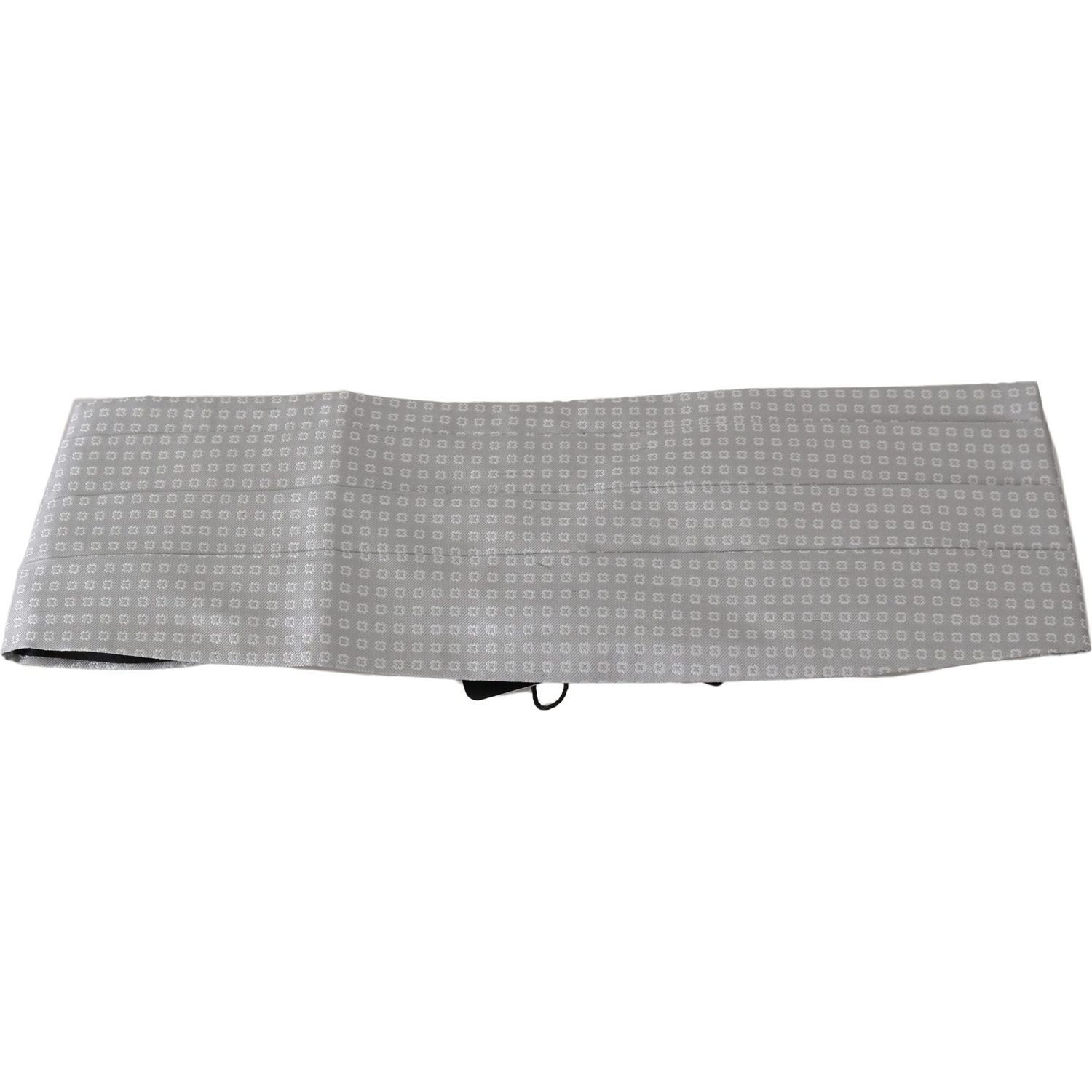 Dolce & Gabbana Gray Patterned Waist Belt Silk Cummerbund