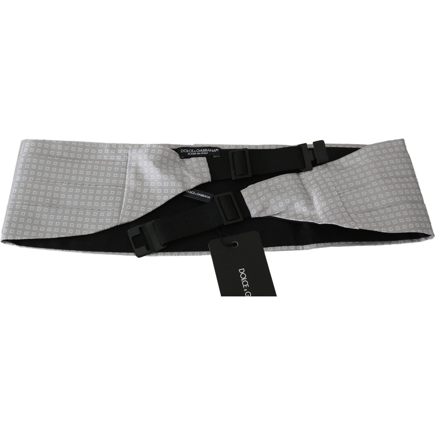Dolce & Gabbana Gray Patterned Waist Belt Silk Cummerbund