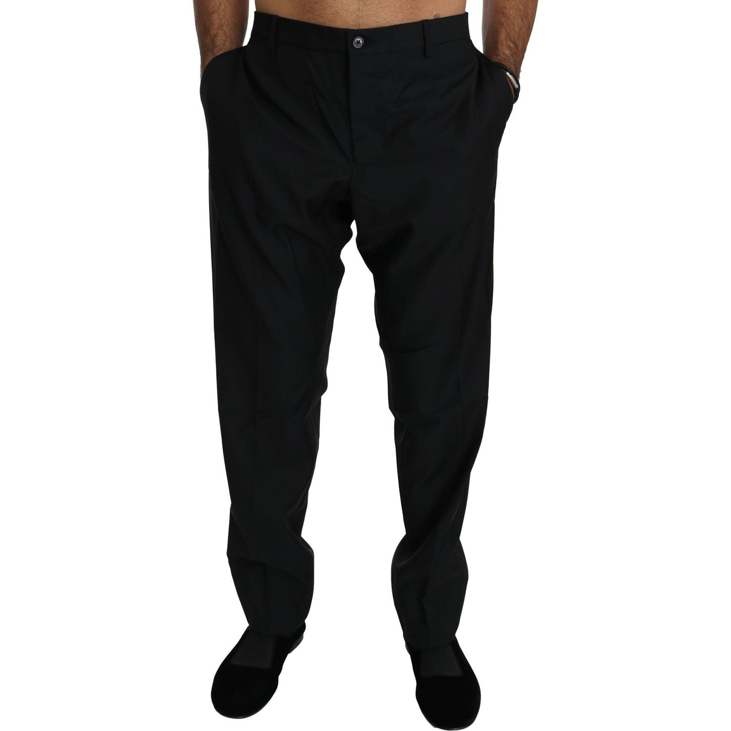 Dolce & Gabbana Black Dress Formal Trouser Men Wool Pants