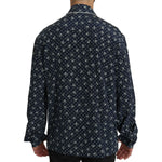 Dolce & Gabbana Silken Elegance: Blue Skull Print Lounge Shirt Dolce & Gabbana Black