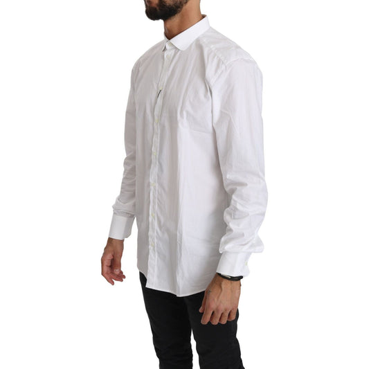 Dolce & Gabbana Elegant White Cotton Gold Fit Shirt MAN TOPS AND SHIRTS Dolce & Gabbana Gray
