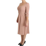 Dolce & Gabbana Pink 3/4 Sleeves A-line Viscose Dress