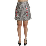Dolce & Gabbana Silver Pattern A-line High Waist Skirt