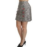 Dolce & Gabbana Silver Pattern A-line High Waist Skirt