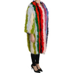 Dolce & Gabbana Multicolor Turkey Feather Cape Fur Coat Coats & Jackets