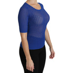 Dolce & Gabbana Elegant Blue Sheer Blouse Dolce & Gabbana Dark Slate Blue