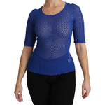 Dolce & Gabbana Elegant Blue Sheer Blouse Dolce & Gabbana Dark Slate Gray