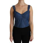 Dolce & Gabbana Elegant Sleeveless Bustier Top in Blue Dolce & Gabbana Rosy Brown
