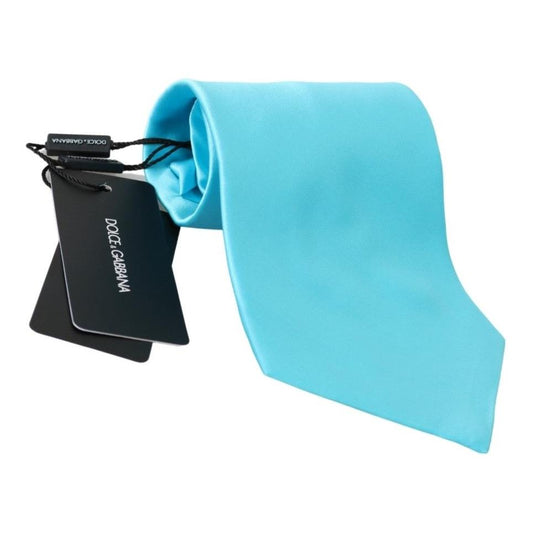 Dolce & Gabbana Stunning Light Blue Silk Men's Tie Necktie Dolce & Gabbana Sky Blue