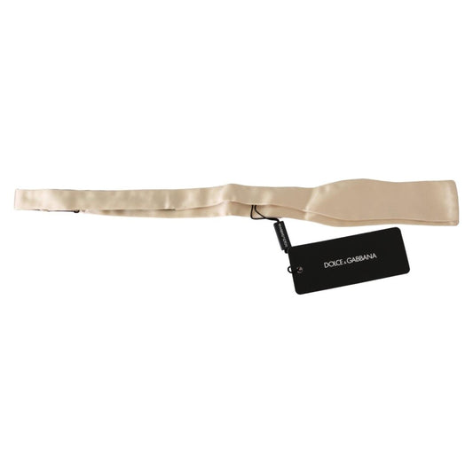 Dolce & Gabbana Elegant Beige Silk Bowtie Necktie Dolce & Gabbana Tan
