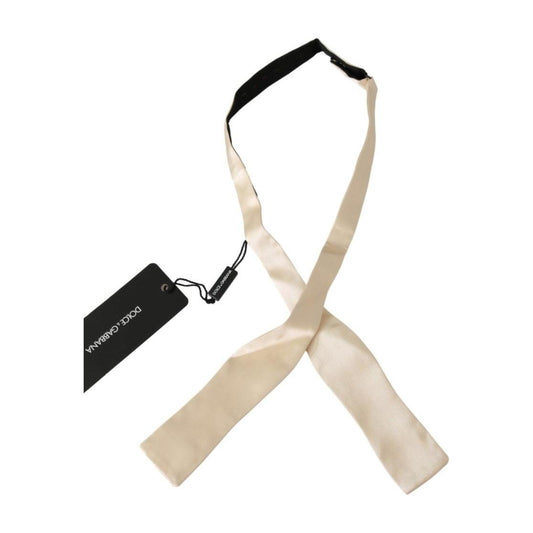 Dolce & Gabbana Elegant Beige Silk Bowtie Necktie Dolce & Gabbana Light Gray