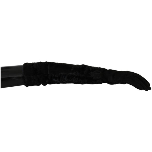Dolce & Gabbana Elegant Elbow Length Suede Gloves Dolce & Gabbana Black