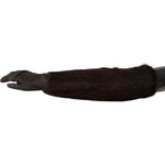 Dolce & Gabbana Brown Elbow Length Mittens Leather Fur Gloves
