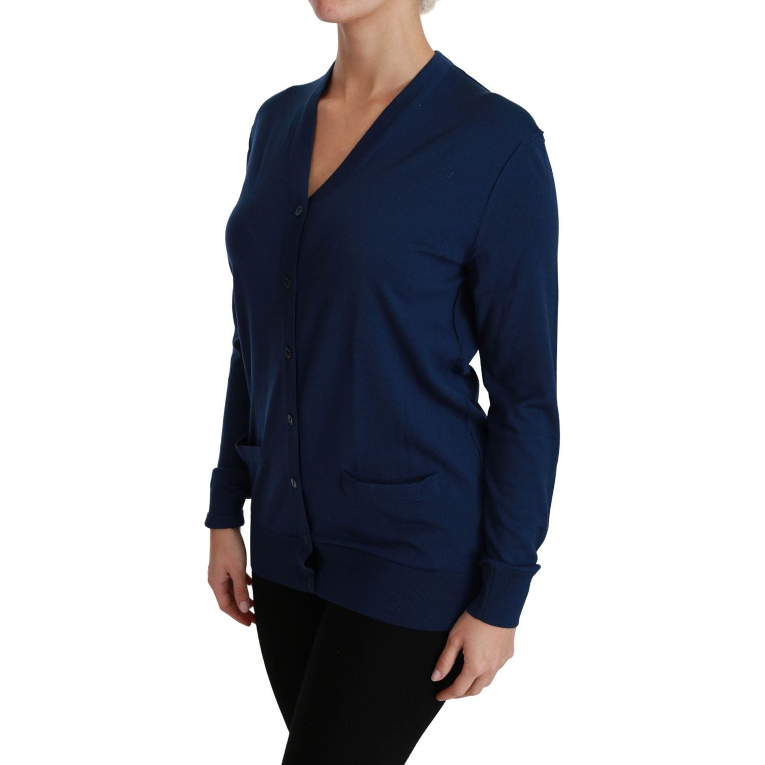 Dolce & Gabbana Blue Button Cardigan Virgin Wool Sweater