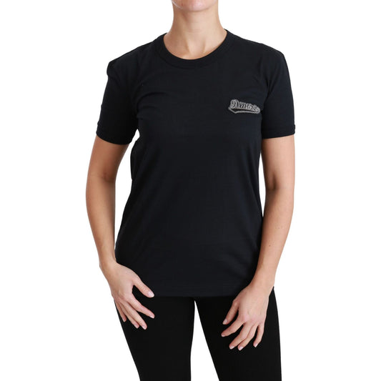 Dolce & Gabbana Elegant Crewneck Blue Amore Tee Dolce & Gabbana Rosy Brown