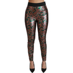 Dolce & Gabbana Elegant Bronze Leaf Metallic Trousers Dolce & Gabbana Dark Slate Gray
