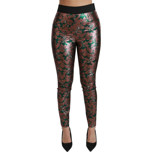 Dolce & Gabbana Elegant Bronze Leaf Metallic Trousers Dolce & Gabbana Dark Slate Gray