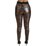 Dolce & Gabbana Elegant Bronze Leaf Metallic Trousers Dolce & Gabbana Dark Slate Gray
