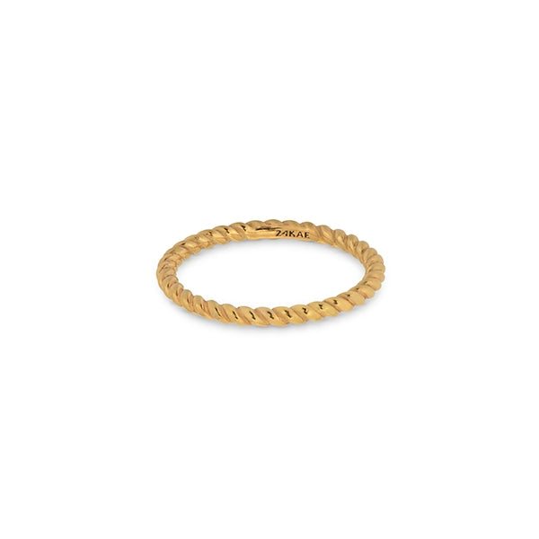 24KAE JEWELS JEWELRY Mod. 12423Y/58 twisted gold ring on white background