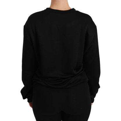 Dolce & Gabbana Black Cotton Crewneck Pullover Sweater