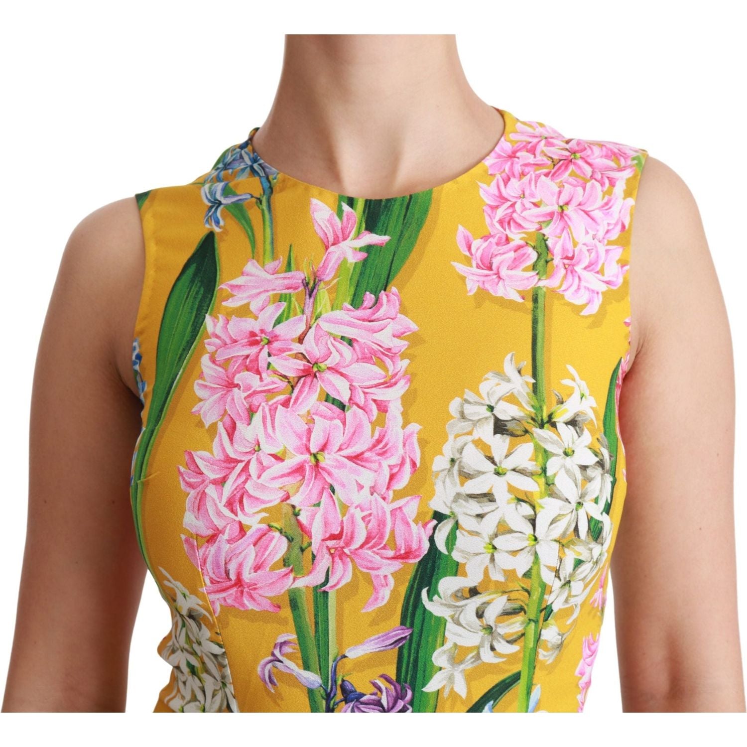 Dolce & Gabbana Yellow Floral Stretch Top Tank Blouse