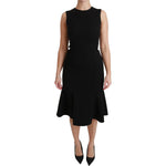 Dolce & Gabbana Black Fit Flare Wool Stretch Sheath Dress DR2453-36