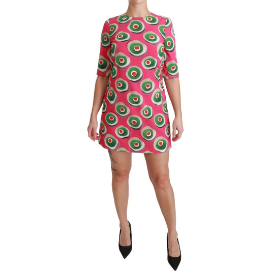 Dolce & Gabbana Pink Sicily Cupcake Shift Mini Dress Dolce & Gabbana Rosy Brown