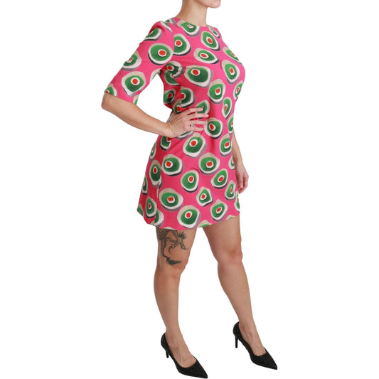 Dolce & Gabbana Pink Sicily Cupcake Shift Mini Dress Dolce & Gabbana Rosy Brown