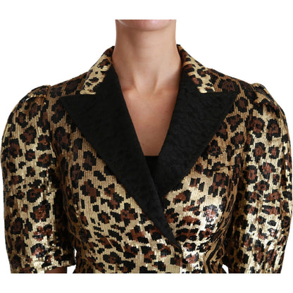 Dolce & Gabbana Blazer Gold Leopard Sequined Jacket