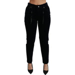 Dolce & Gabbana Blue Corduroy Mid Waist Skinny Pants Jeans Jeans & Pants