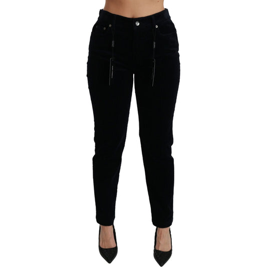 Dolce & Gabbana Chic Mid Waist Skinny Corduroy Jeans Jeans & Pants Dolce & Gabbana Black