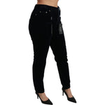 Dolce & Gabbana Blue Corduroy Mid Waist Skinny Pants Jeans Jeans & Pants